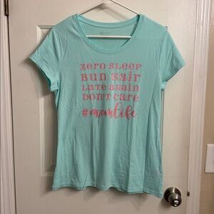 Aqua Tee with Pink Graphic
